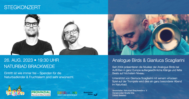 26.08.2023, 19:30 Uhr: Benefiz-Stegkonzert mit Analogue Birds u. Gianluca Scagliarini
